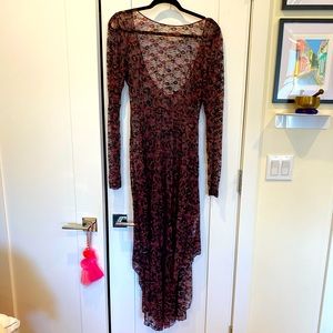 Free people lace leopard long sleeve dress